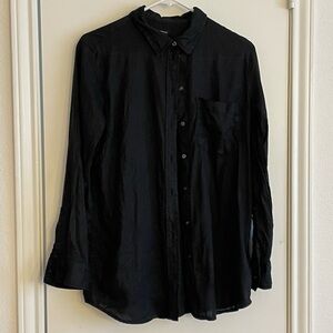 Gap 100% Linen Boyfriend Shirt in Black